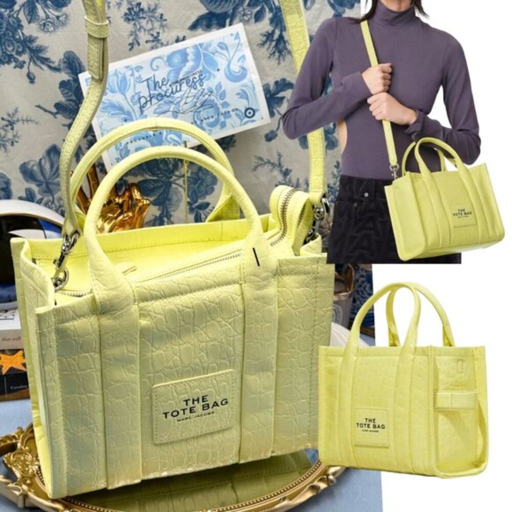 🆕 MARC JACOBS 🧿 NWT The Croc-Embossed Small Tote, Tender Yellow